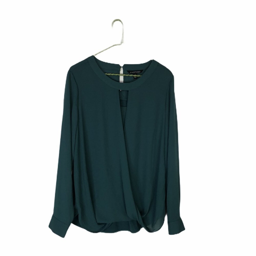 Stitch Fix 41Hawthorn Laura Green Draped Blouse